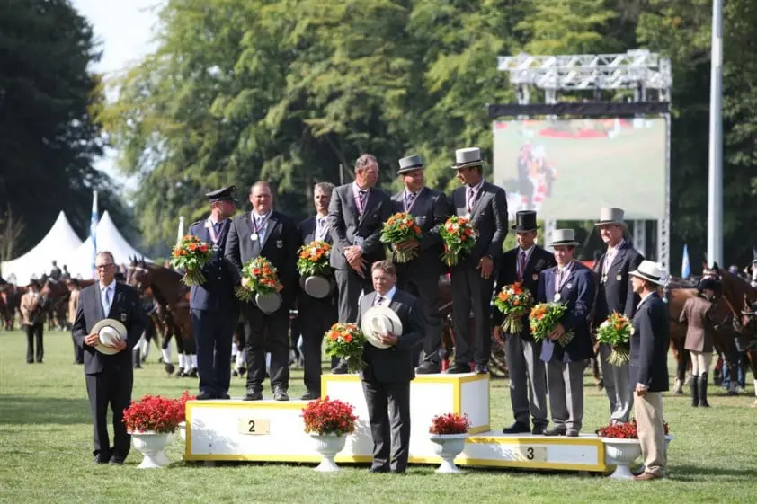 Podium WK vierspannen Riesenbeck landenteams