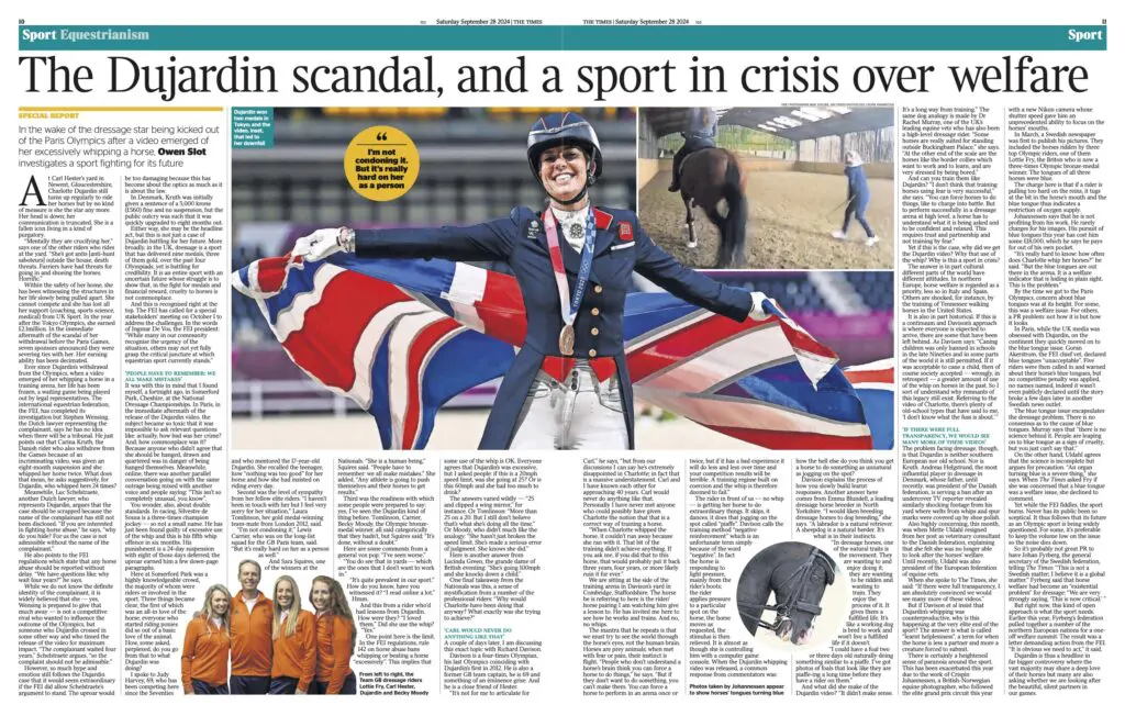 The Times publiceert uitgebreid artikel over Dujardin: ‘Een sport in crisis’ featured image
