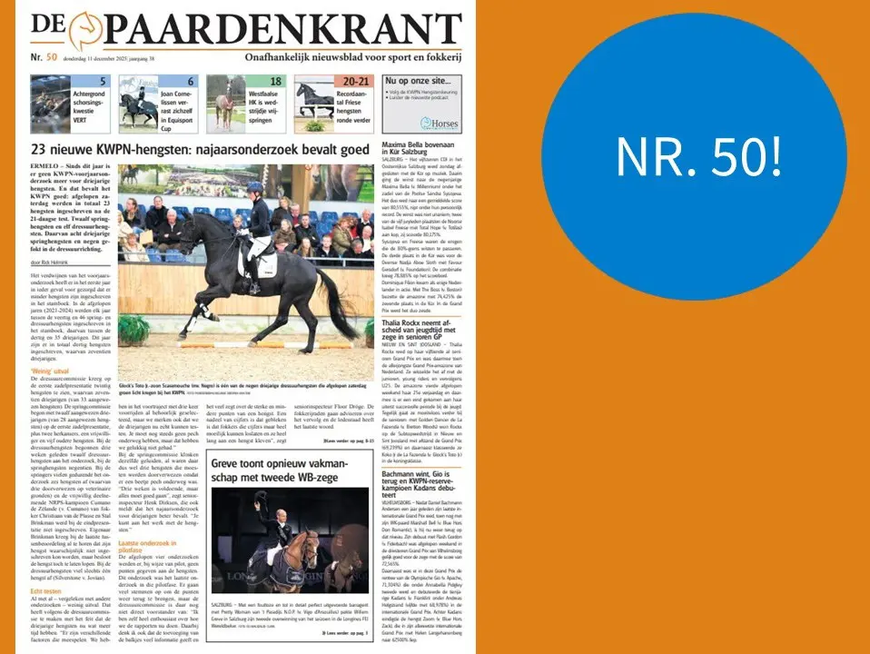 Deze week… Najaarsonderzoek voor driejarigen bevalt goed, 23 hengsten ingeschreven featured image